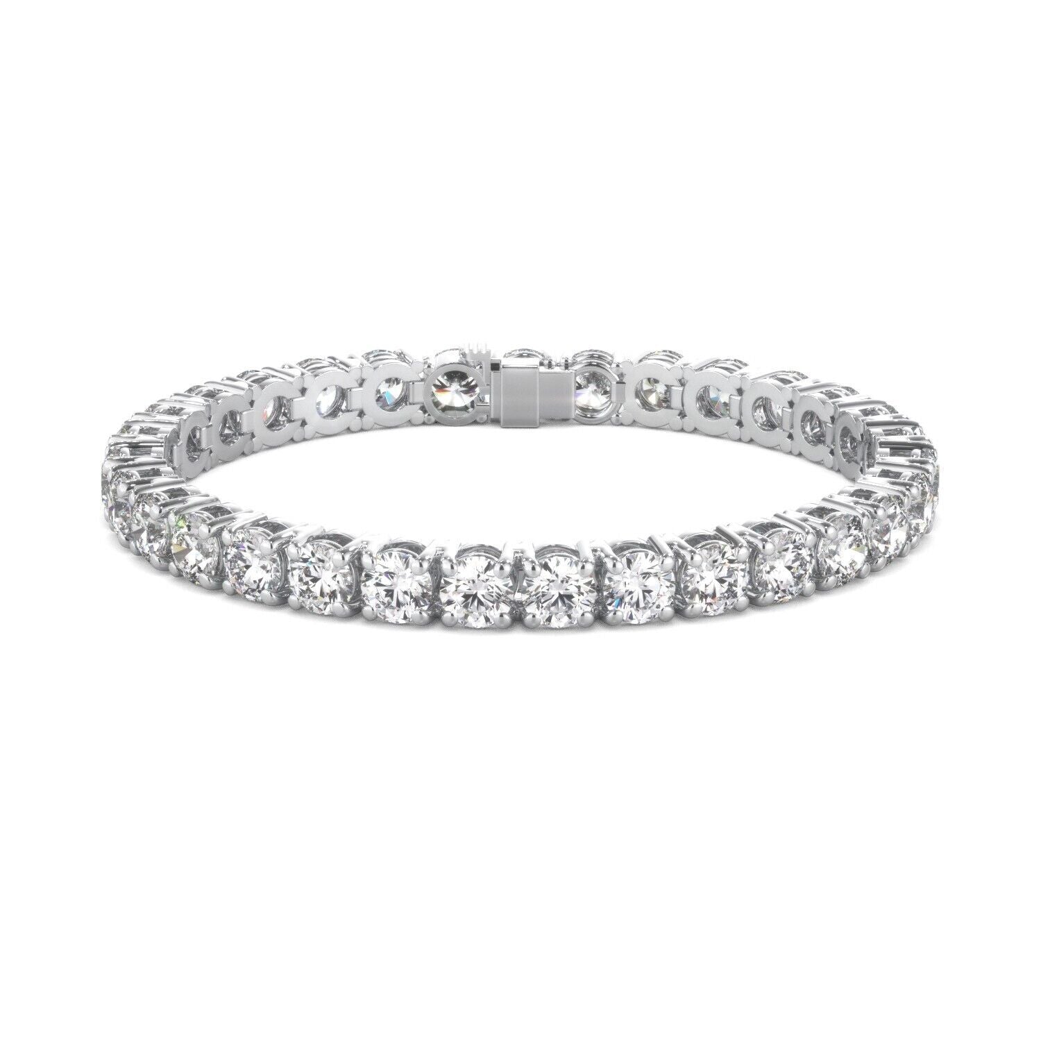 Lab Grown Diamond Tennis Bracelet D-E VS1-VS2 14K White Gold 21.47cttw 4 Prong